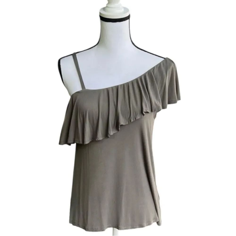 Cold-Shoulder Ruffle Top - Olive